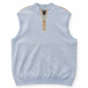 Johnston & Murphy Blue Pima Cotton Quarter Zip Sweater Vest – Large